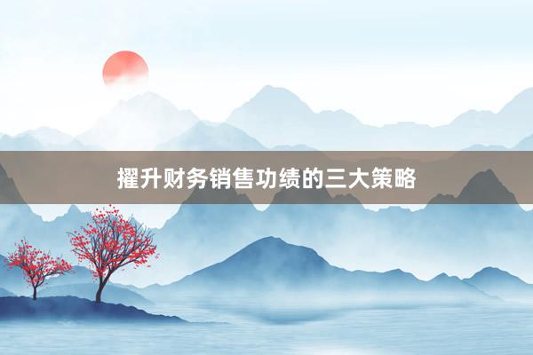 擢升财务销售功绩的三大策略