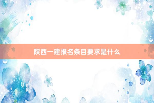 陕西一建报名条目要求是什么